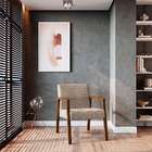 Poltrona Slim Algodão Marrom Claro E Nogueira