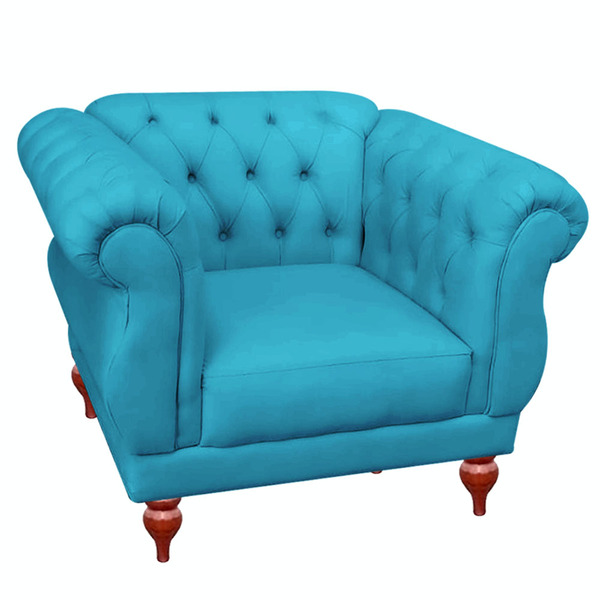 Poltrona Sofá Chesterfield Original Capitone Turquesa