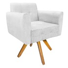 Poltrona Stella Base Giratória De Madeira Suede Branco - Amar