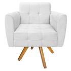 Poltrona Stella Base Giratória De Madeira Suede Branco - Amar