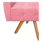 Poltrona Stella Base Giratória De Madeira Suede Rosa Bebê - A