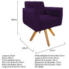 Poltrona Stella Base Giratória De Madeira Suede Roxo - Amaren