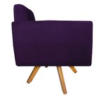 Poltrona Stella Base Giratória De Madeira Suede Roxo - Amaren