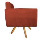 Poltrona Stella Base Giratória De Madeira Suede Terracota - A