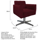 Poltrona Stella Base Giratória De Metal Suede Bordô - Amarena