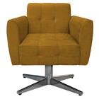 Poltrona Stella Base Giratória De Metal Suede Mostarda - Amar