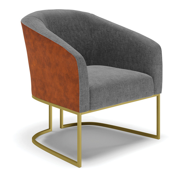 Poltrona Stella Corano Nozes Com Linho Grafite A26 Base Indus