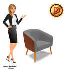 Poltrona Stella Corano Nozes Com Linho Grafite A26 Pés Palito