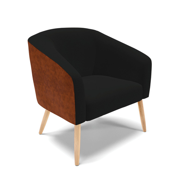 Poltrona Stella Corano Nozes Com Linho Preto A79 Pés Palito N