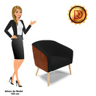 Poltrona Stella Corano Nozes Com Linho Preto A79 Pés Palito N