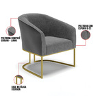 Poltrona Stella Corano Preto Com Linho Grafite A26 Base Indus