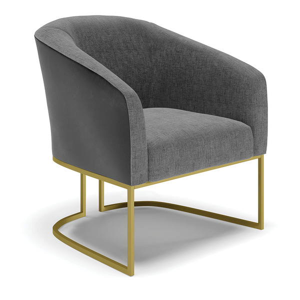 Poltrona Stella Corano Preto Com Linho Grafite A26 Base Indus