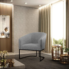 Poltrona Stella Corano Preto Com Linho Grafite A26 Base Indus