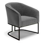 Poltrona Stella Corano Preto Com Linho Grafite A26 Base Indus