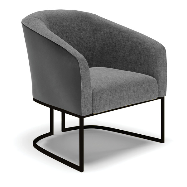 Poltrona Stella Corano Preto Com Linho Grafite A26 Base Indus