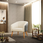 Poltrona Stella Corano Preto Com Linho Palha A32 Pés Palito C