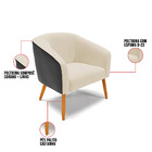 Poltrona Stella Corano Preto Com Linho Palha A32 Pés Palito C