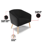 Poltrona Stella Corano Preto Com Linho Preto A79 Pés Palito N