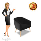 Poltrona Stella Corano Preto Com Linho Preto A79 Pés Palito N