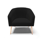 Poltrona Stella Corano Preto Com Linho Preto A79 Pés Palito N