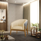 Poltrona Stella Corano Preto Com Veludo Luxo Off White A129 B