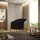 Poltrona Stella Corano Preto Com Veludo Luxo Preto A81 Base M