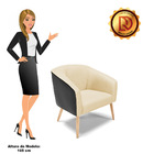 Poltrona Stella Corano Preto Com Veludo Off White Luxo A129 P