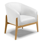 Poltrona Stella Corino Branco Base Madeira Castanho D03 - D'r