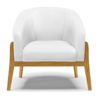 Poltrona Stella Corino Branco Base Madeira Castanho D03 - D'r