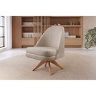 Poltrona Stella Decorativa Giratória Linho Bege
