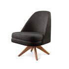 Poltrona Stella Decorativa Giratória Linho Preto