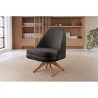 Poltrona Stella Decorativa Giratória Linho Preto