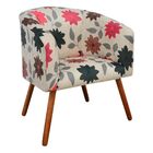 Poltrona Stella Estampado Bege Com Flor Vermelha D59 Pés Pali