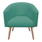 Poltrona Stella Linho Azul Pavão A115 Pés Palito Natural - D'