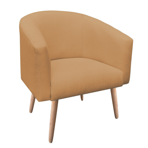 Poltrona Stella Linho Dourado A122 Pés Palito Natural - D'ros