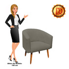 Poltrona Stella Linho Musgo A57 Pés Palito Castanho - D'rossi