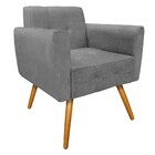 Poltrona Stella Pés Palito Mel Suede Cinza - Amarena Móveis