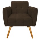 Poltrona Stella Pés Palito Mel Suede Marrom - Amarena Móveis