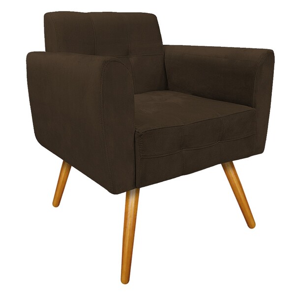 Poltrona Stella Pés Palito Mel Suede Marrom - Amarena Móveis