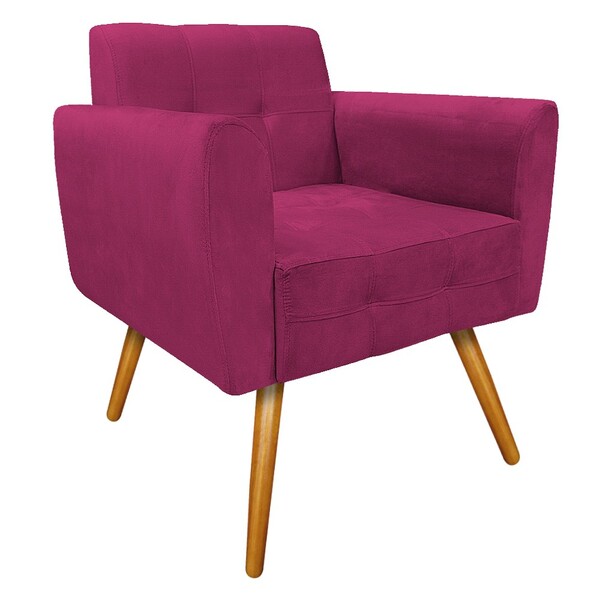 Poltrona Stella Pés Palito Mel Suede Pink - Amarena Móveis