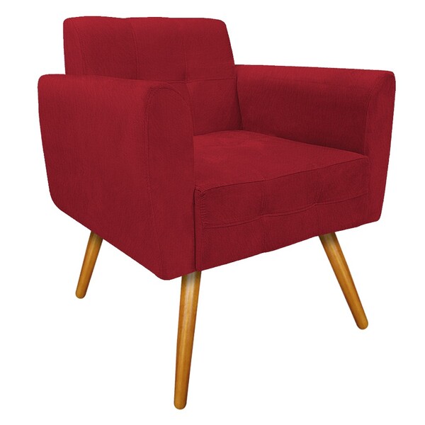 Poltrona Stella Pés Palito Mel Suede Vermelho - Amarena Móveis