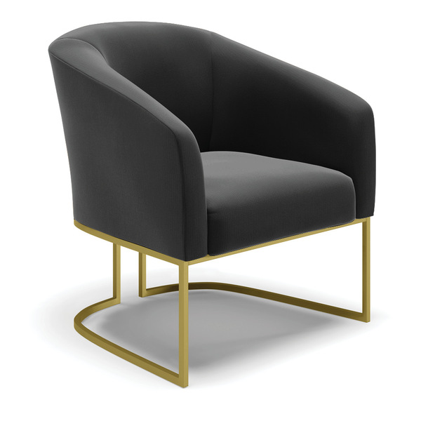 Poltrona Stella Suede Base Industrial Dourada D01 - D'rossi -