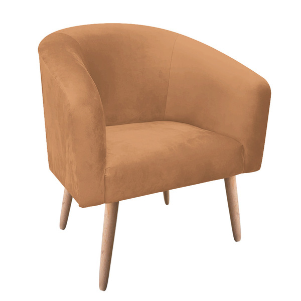 Poltrona Stella Suede Caramelo Sisal Pés Palito Natural - D'r