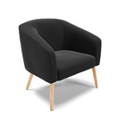 Poltrona Stella Suede Preto Pés Palito Natural D03 - D'rossi