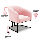 Poltrona Stella Suede Rosa Bebê Base Industrial Preto D03 - D