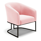 Poltrona Stella Suede Rosa Bebê Base Industrial Preto D03 - D