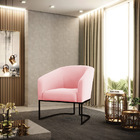 Poltrona Stella Suede Rosa Bebê Base Industrial Preto D03 - D