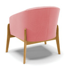 Poltrona Stella Suede Rosê Base Madeira Castanho D03 - D'rossi