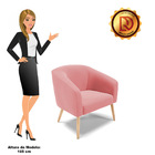 Poltrona Stella Suede Rosê Pés Palito Natural D03 - D'rossi