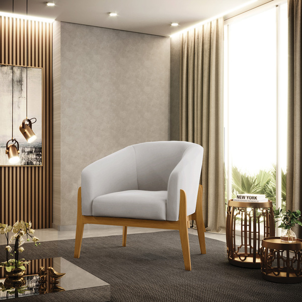 Poltrona Stella Veludo Base Madeira Castanho D03 - D'rossi -